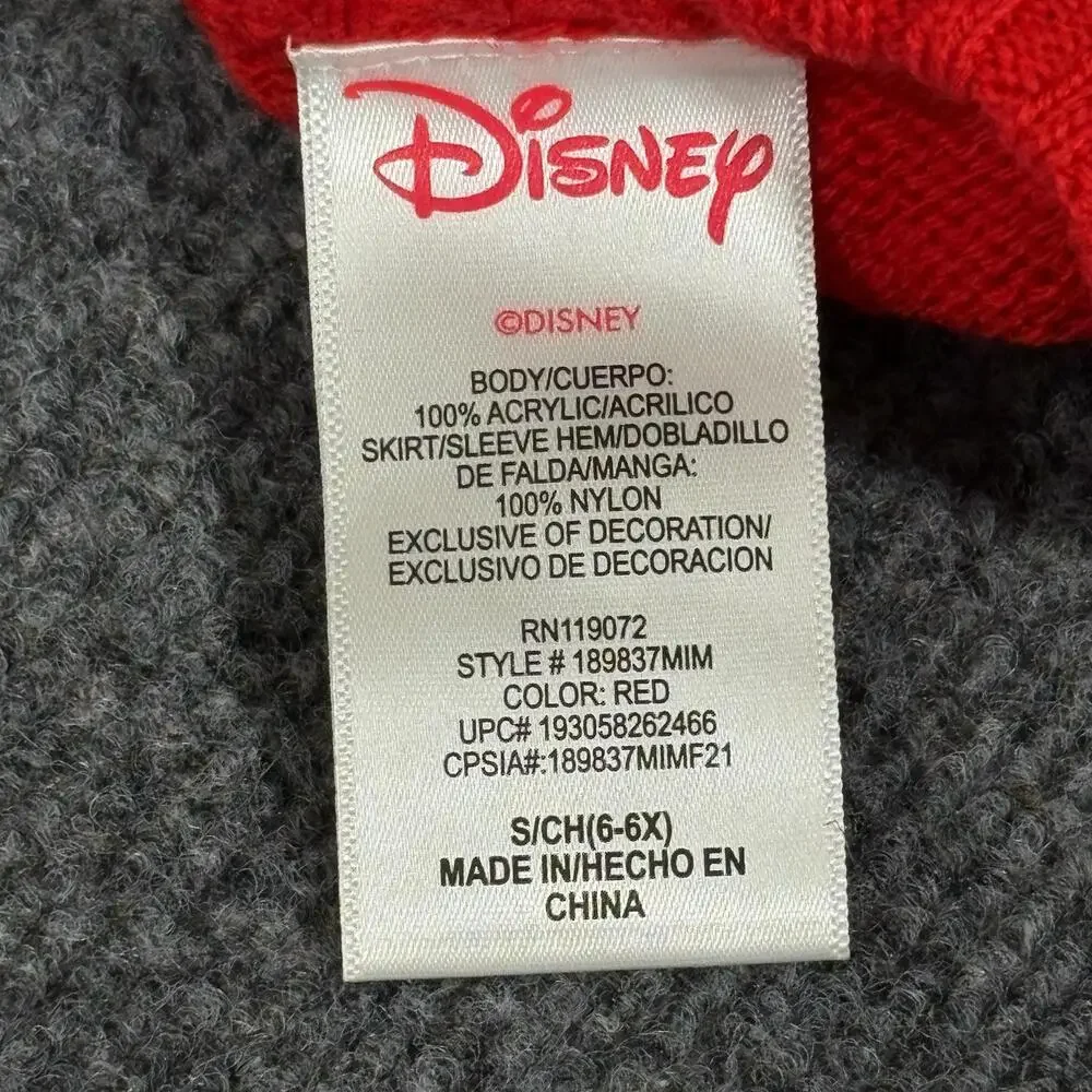 Disney Sweater Dress Girls 6 Red Minnie Mouse Polka Dot Knit Bow Christmas